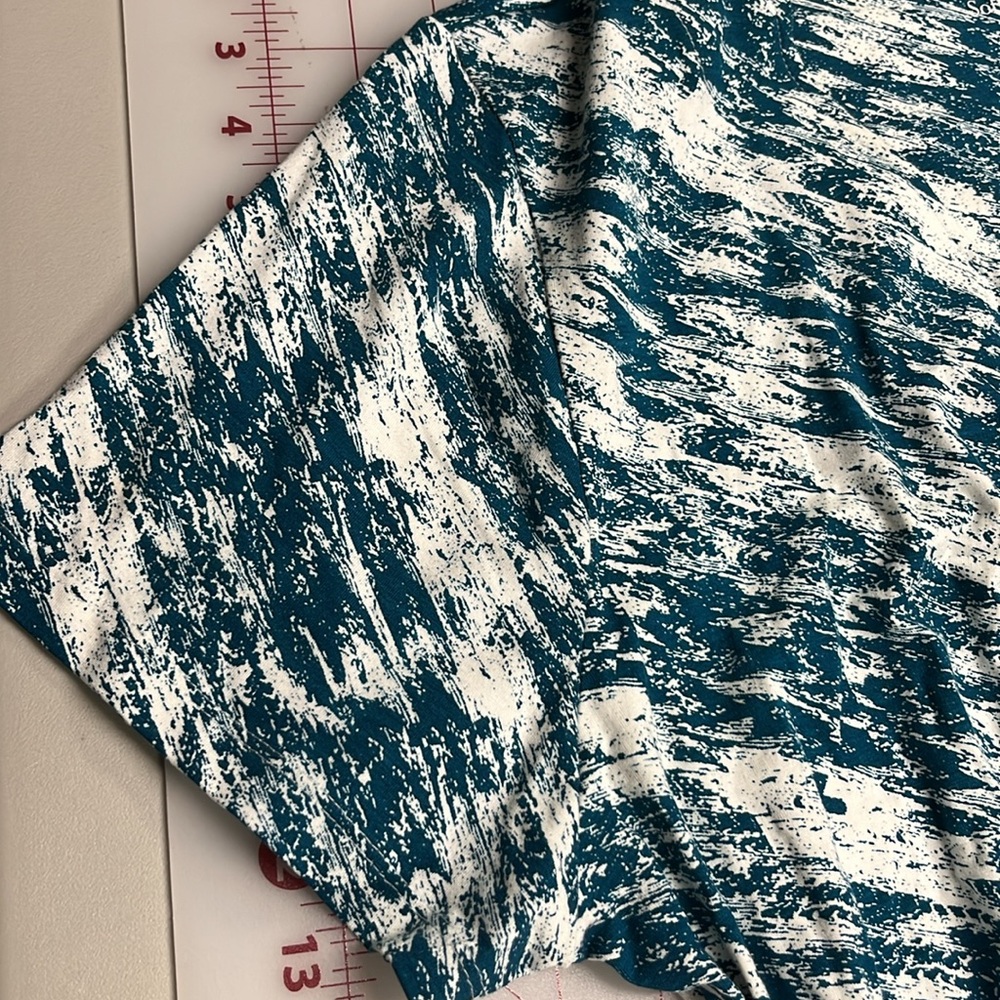 SOFT SURROUNDINGS NWT "Joanna" Resort Party Abstract Teal/Wht Faux Wrap Maxi 1X - Picture 6 of 16